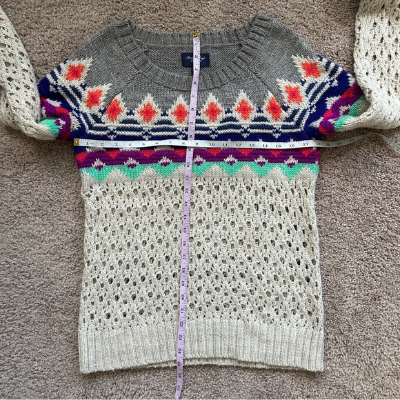 American Eagle Outfitters Retro Boho Tribal Fair Isle Knit Sweater Medium - Picture 8 of 9